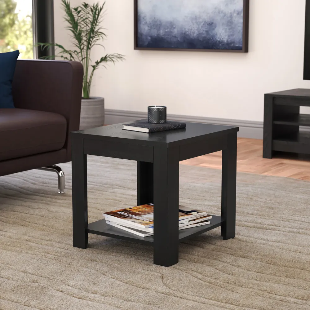 Calibre Side Table with Storage - Black, Oak