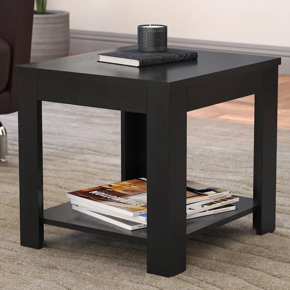 Calibre Side Table with Storage - Black, Oak image