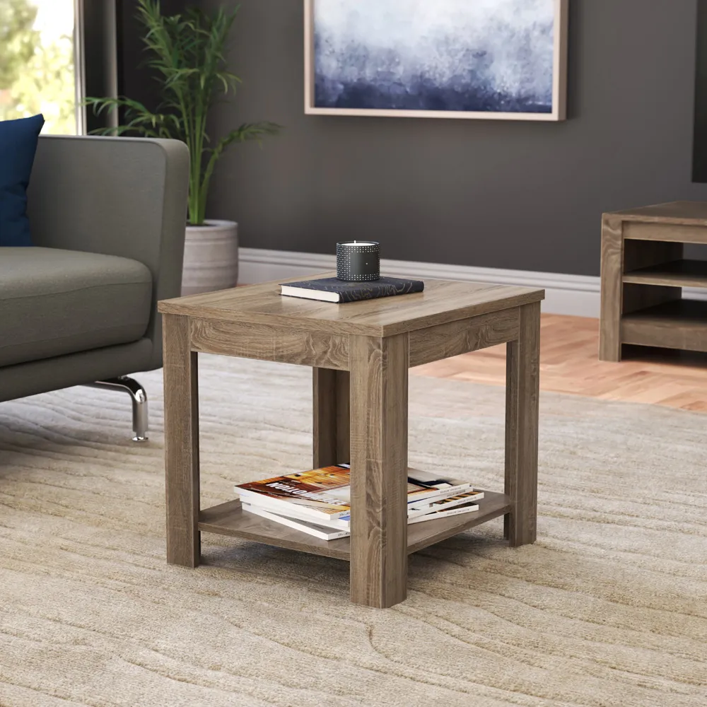 Calibre Side Table with Storage - Brown, Oak