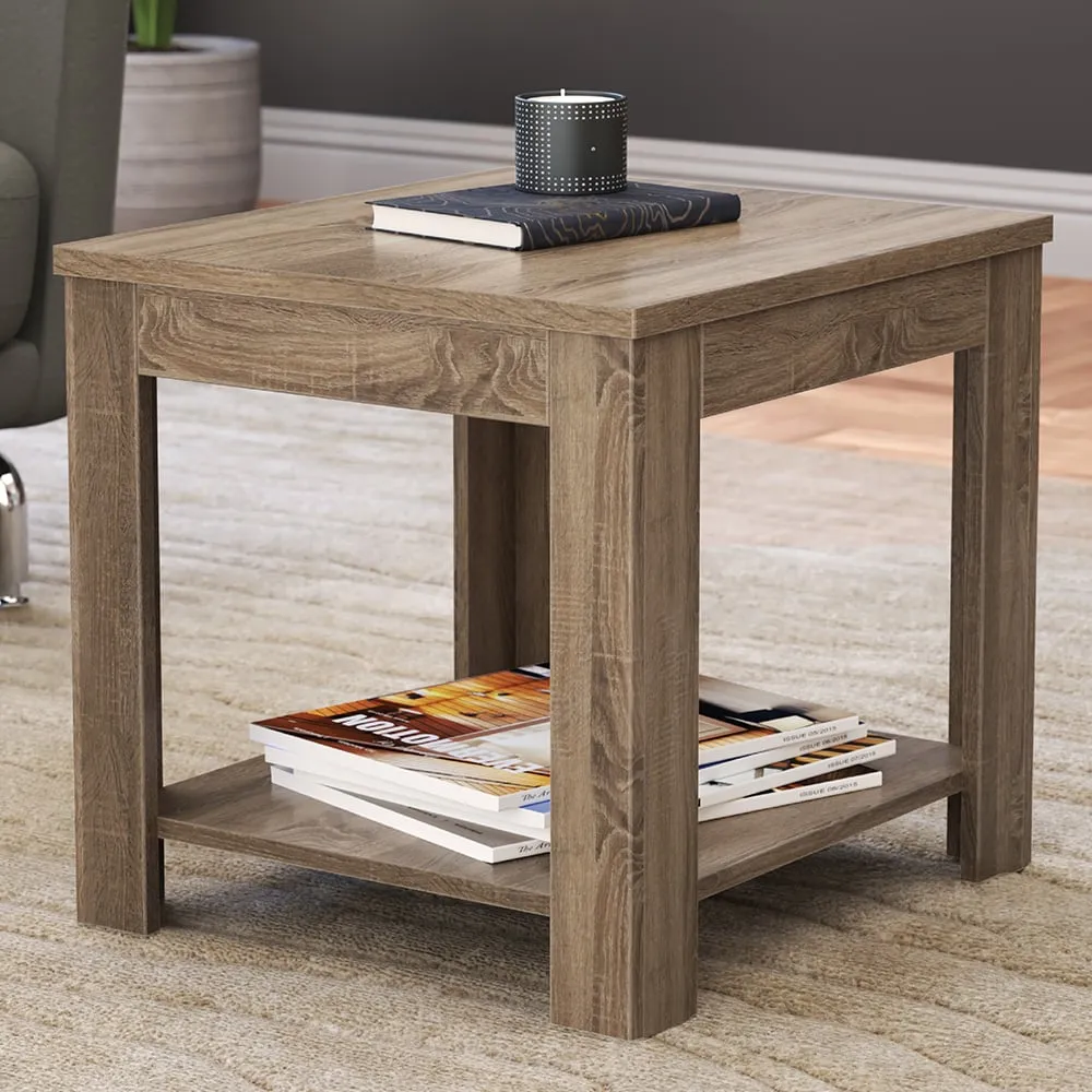Calibre Side Table with Storage - Brown, Oak