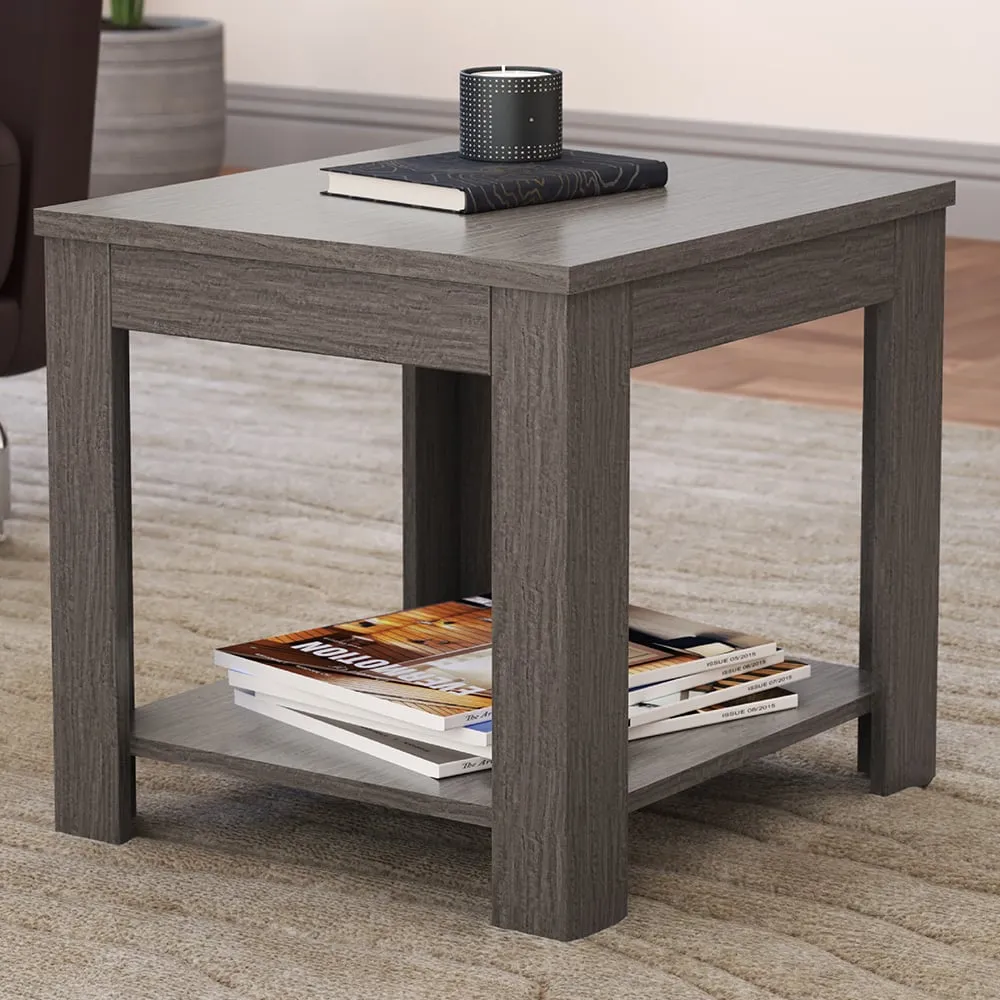 Calibre Side Table with Storage - Grey, Oak