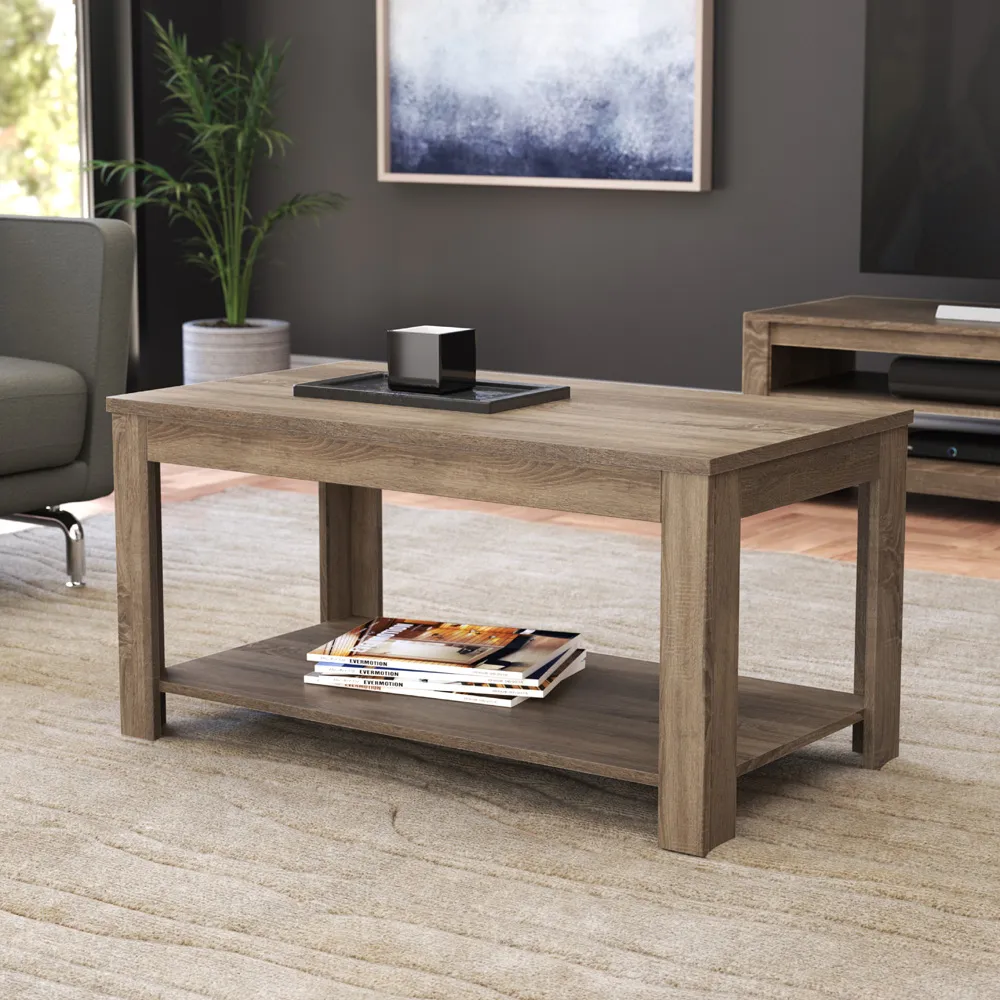 Calibre Single Shelf Coffee Table - Brown, Oak
