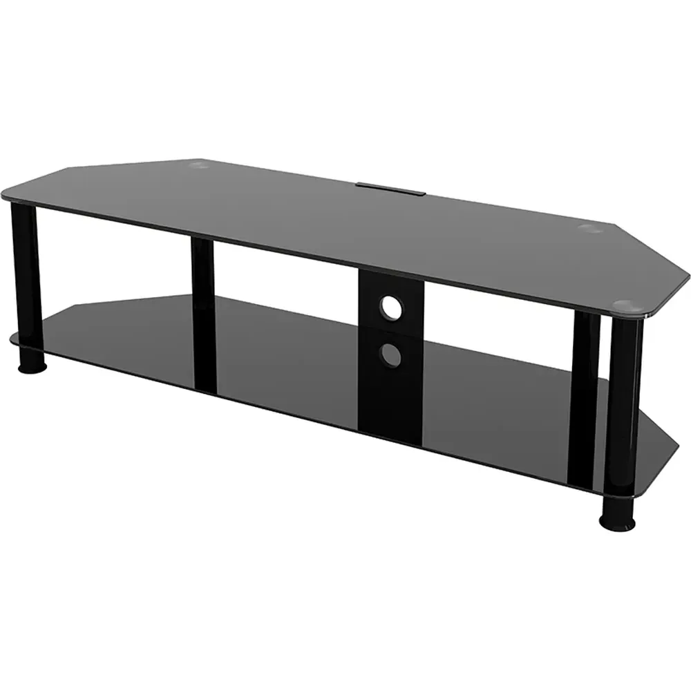 Classic 2 Shelf Corner TV Unit - Black, Glass