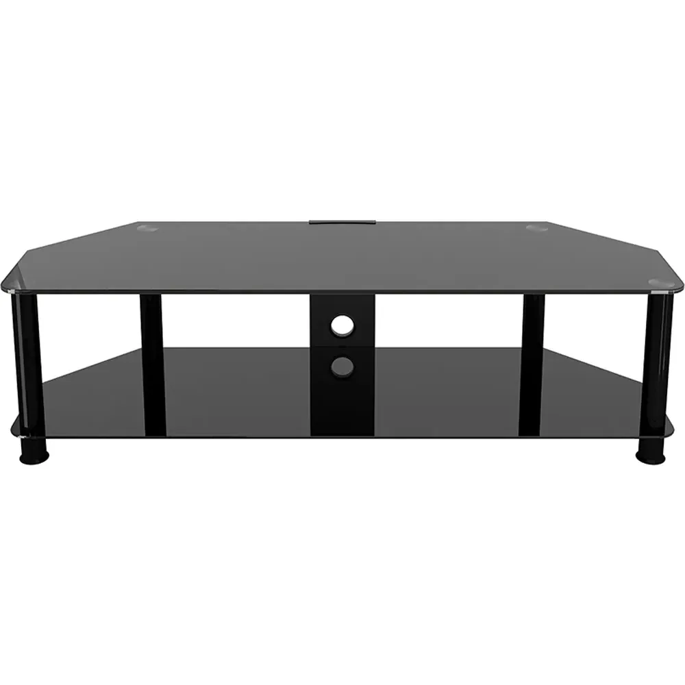 Classic 2 Shelf Corner TV Unit - Black, Glass