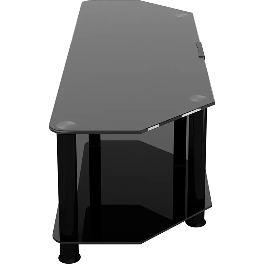 Classic 2 Shelf Corner TV Unit - Black, Glass