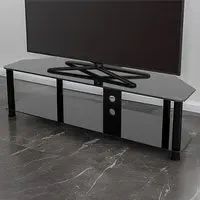 Classic 2 Shelf Corner TV Unit - Black, Glass