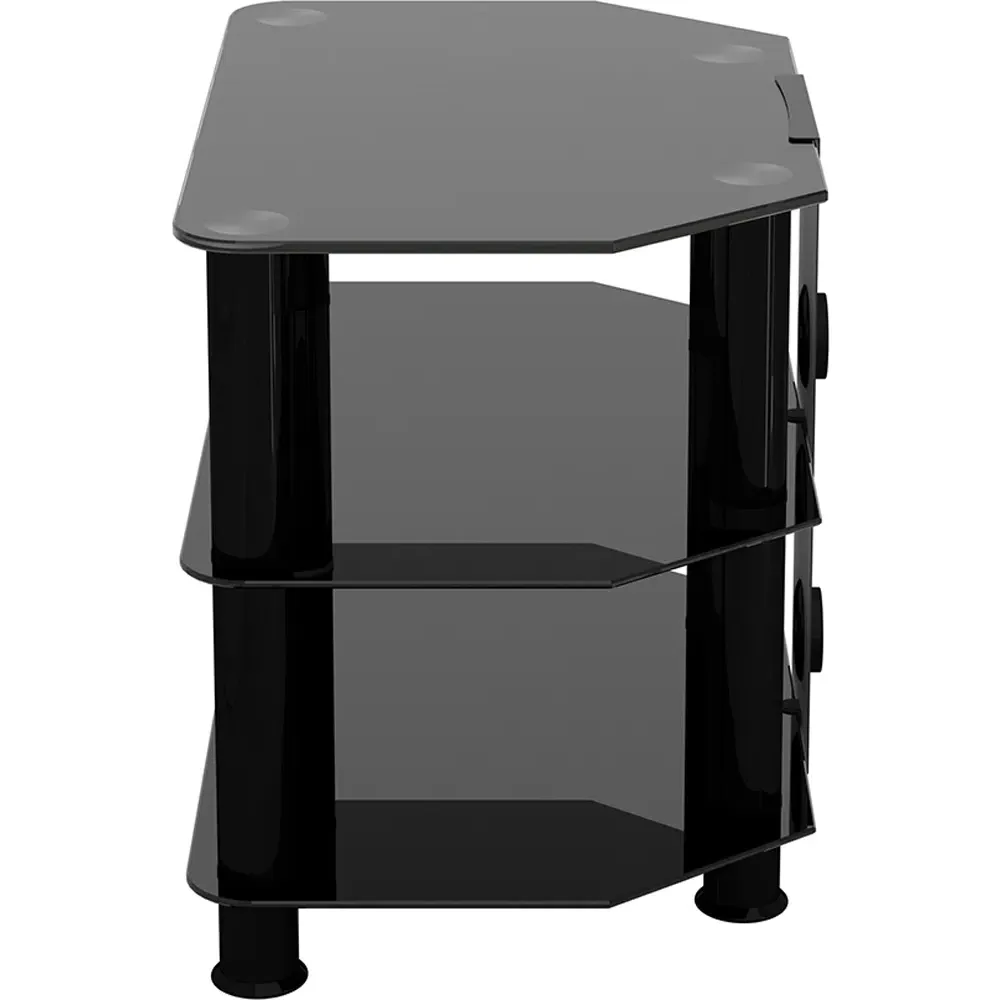Classic 2 Shelf Corner TV Unit with Cable Management - Black, Glass