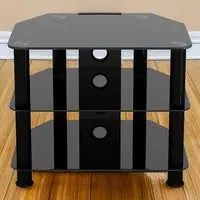 Classic 2 Shelf Corner TV Unit with Cable Management - Black, Glass