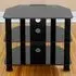 Classic 2 Shelf Corner TV Unit with Cable Management - Black, Glass