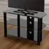 Classic 2 Shelf Corner TV Unit with Cable Management - Black, Glass