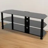 Classic 2 Shelf Corner TV Unit with Cable Management - Black, Glass