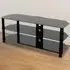 Classic 2 Shelf Corner TV Unit with Cable Management - Black, Glass