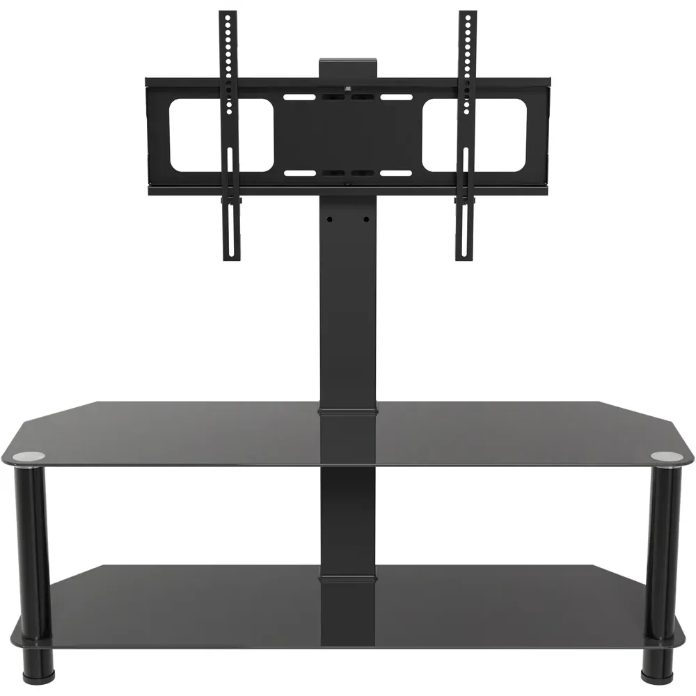 Classic 2 Shelf Corner TV Unit with Mount - Black, Glass