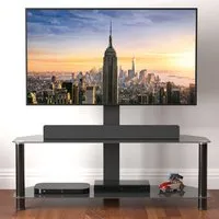 Classic 2 Shelf Corner TV Unit with Mount - Black, Glass