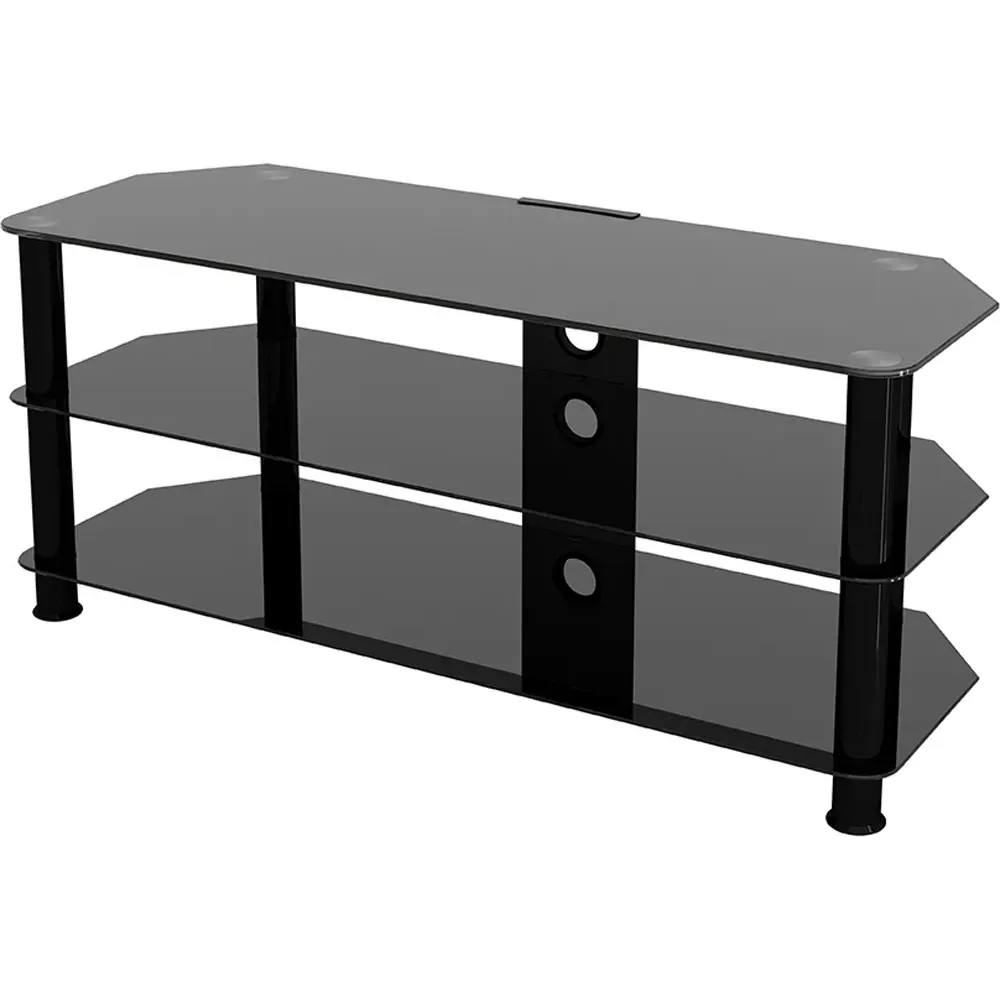 Classic 3 Shelf Corner TV Stand - Black, Glass