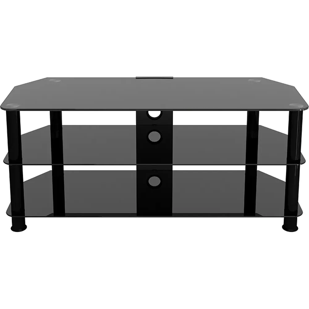 Classic 3 Shelf Corner TV Stand - Black, Glass