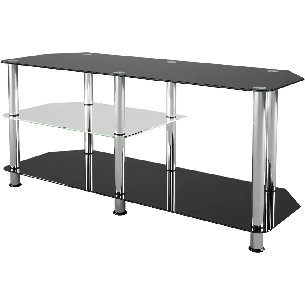 Classic 3 Shelf Corner TV Stand - Black, Glass
