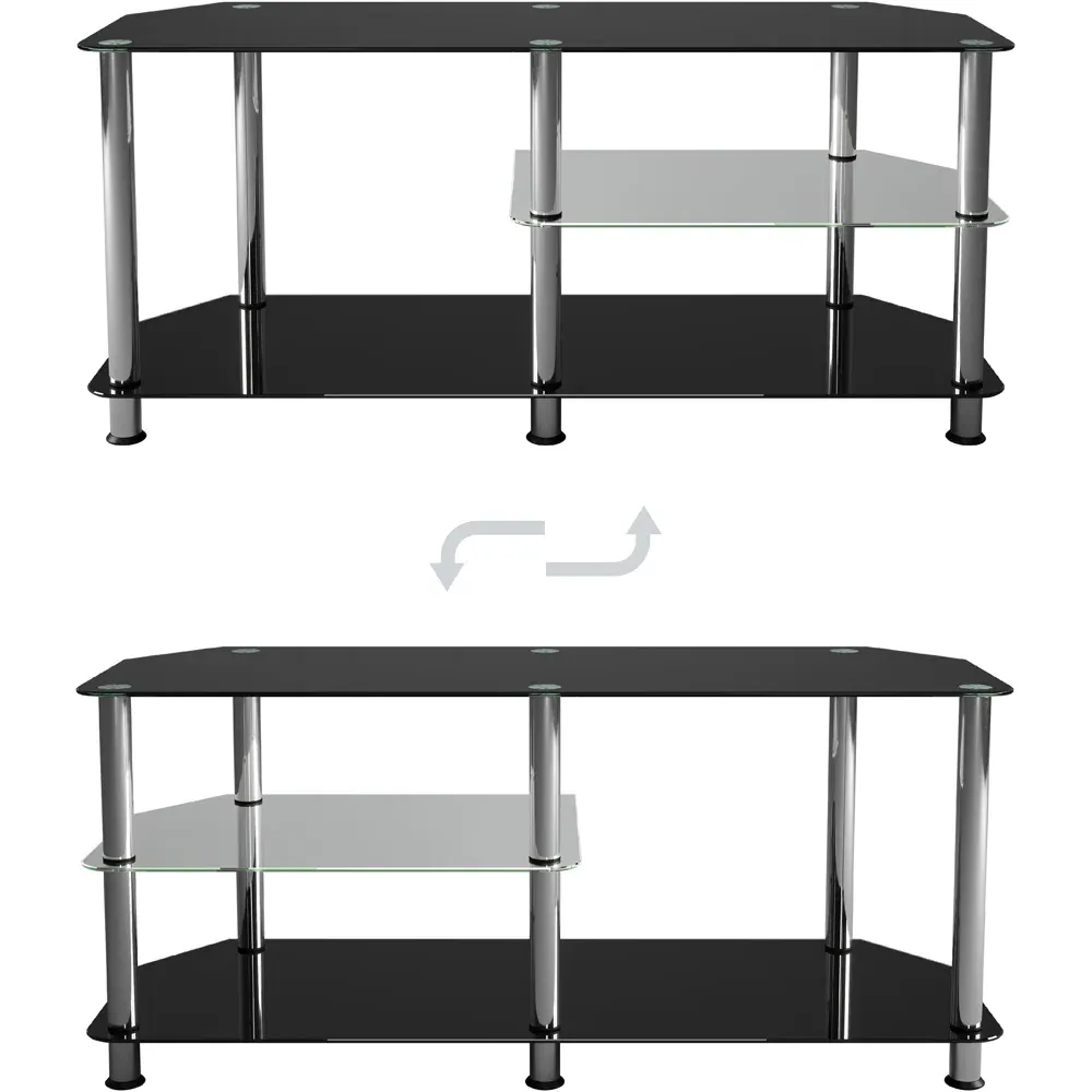 Classic 3 Shelf Corner TV Stand - Black, Glass
