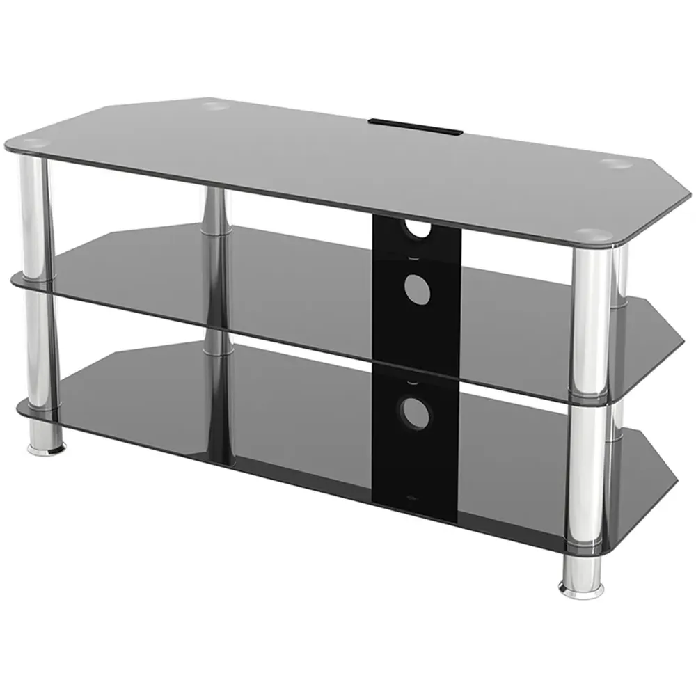 Classic 3 Shelf Corner TV Stand - Black, Glass
