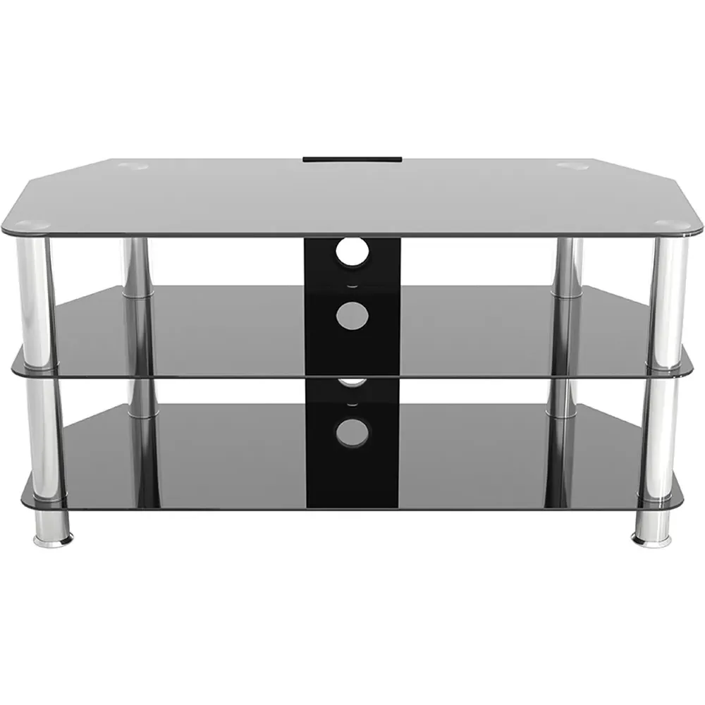 Classic 3 Shelf Corner TV Stand - Black, Glass