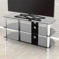Classic 3 Shelf Corner TV Stand - Black, Glass
