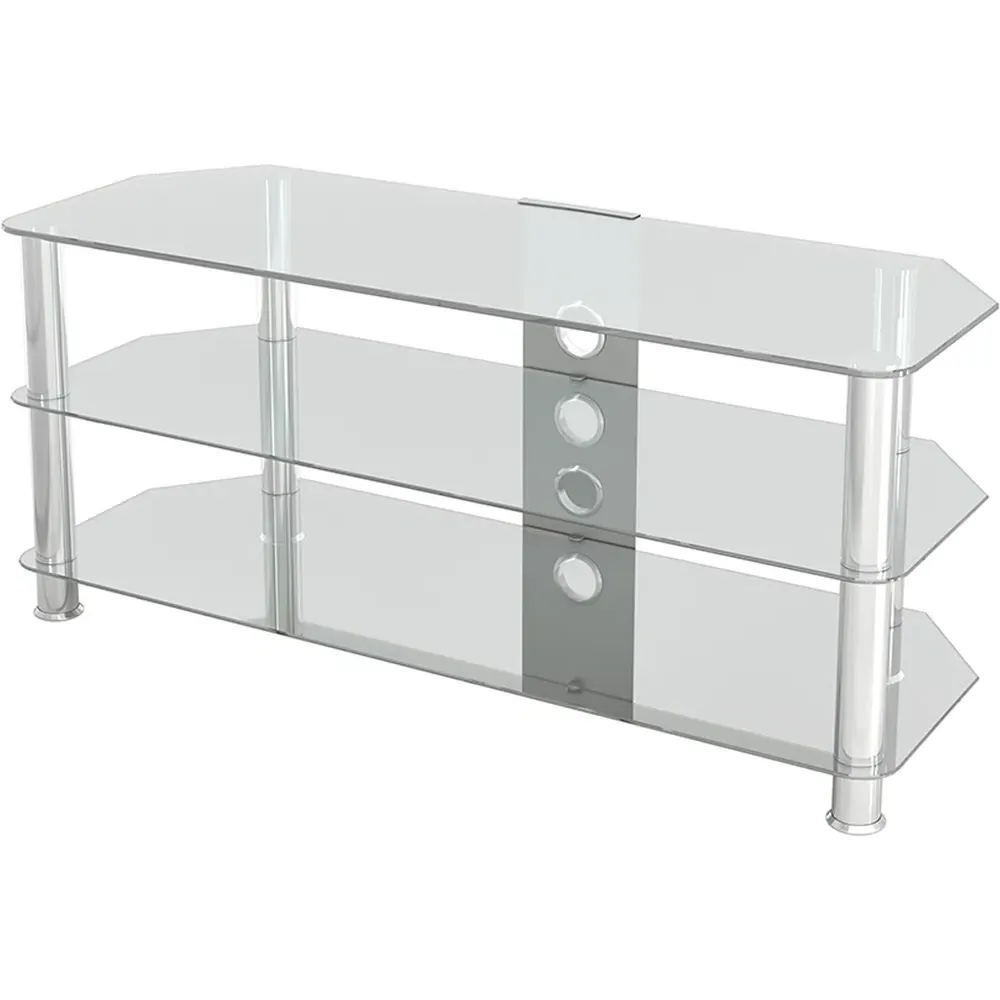 Classic 3 Shelf Corner TV Stand - Clear, Glass