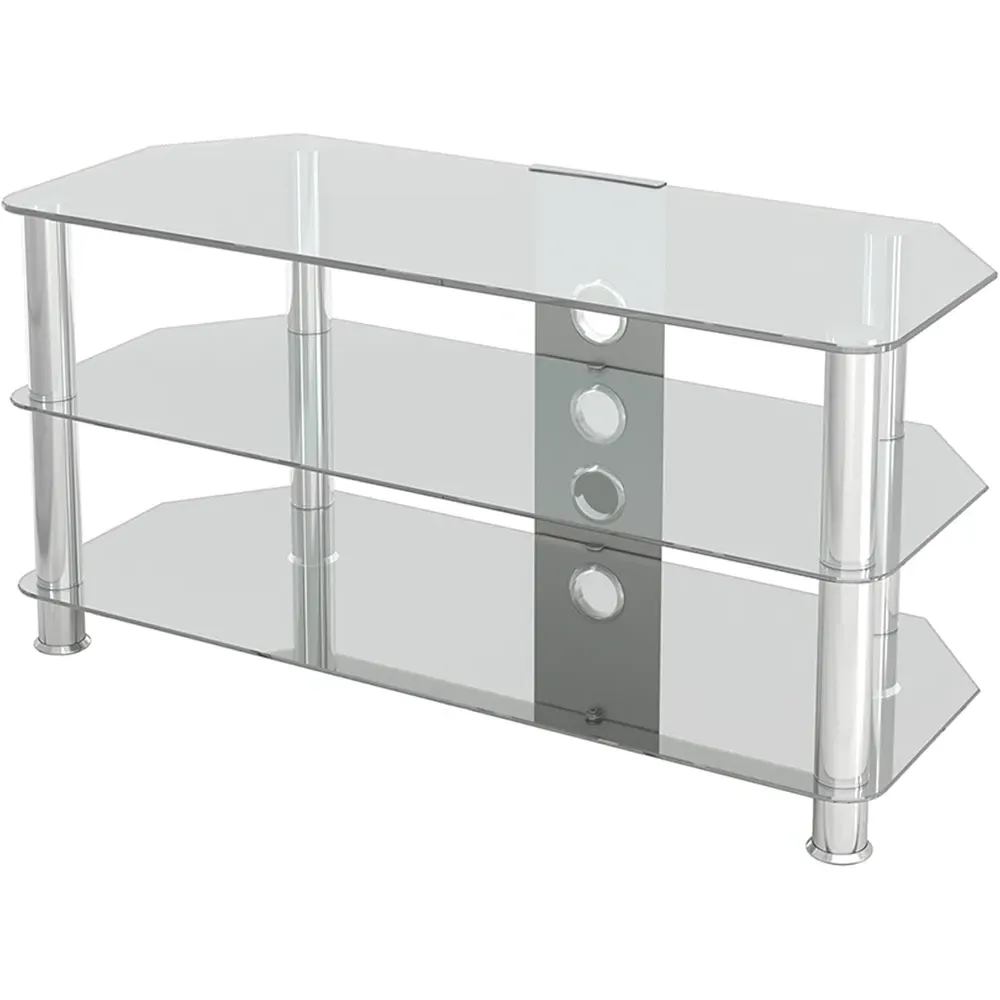 Classic 3 Shelf Corner TV Stand - Clear, Glass