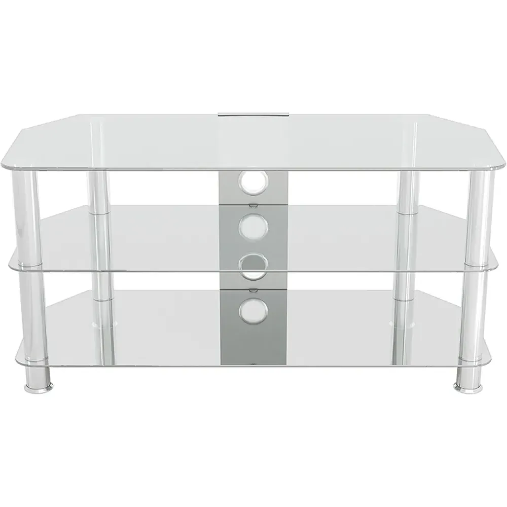 Classic 3 Shelf Corner TV Stand - Clear, Glass