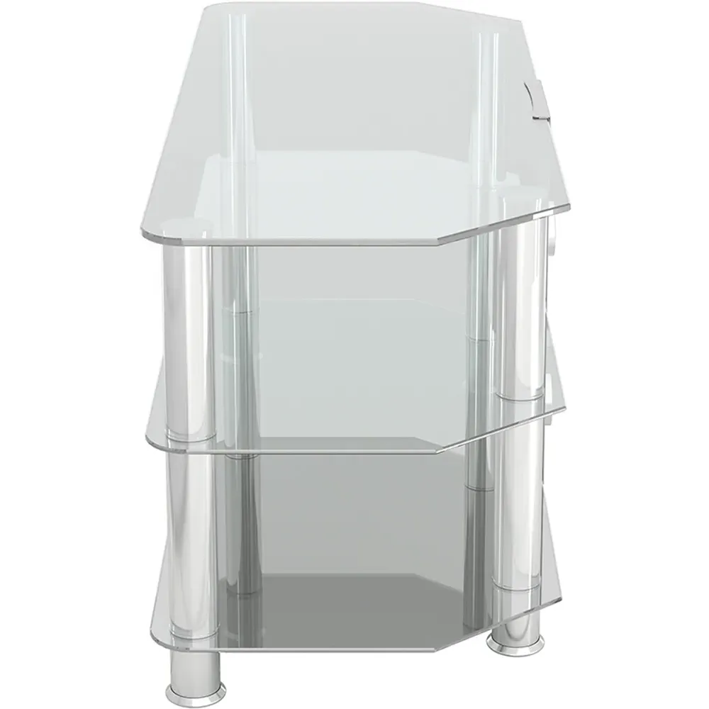 Classic 3 Shelf Corner TV Stand - Clear, Glass