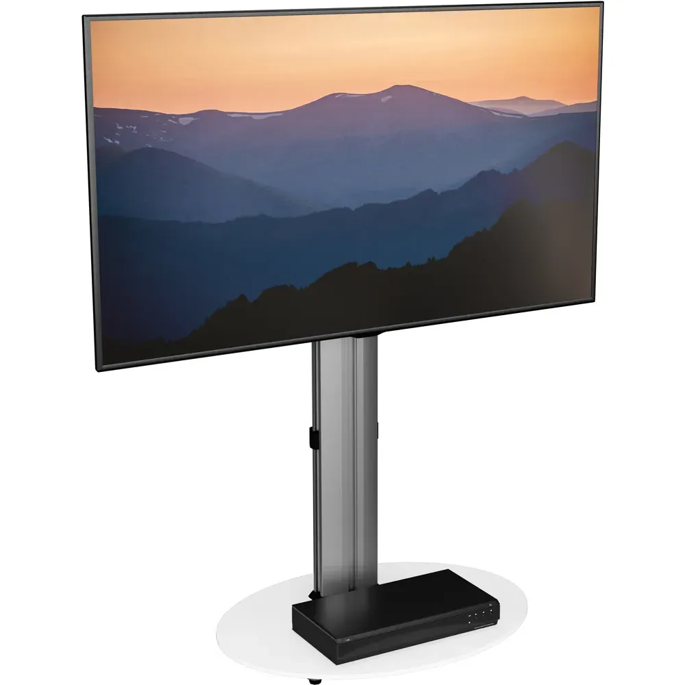 Eno Pedestal TV Unit - Silver, Glass