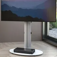 Eno Pedestal TV Unit - Silver, Glass