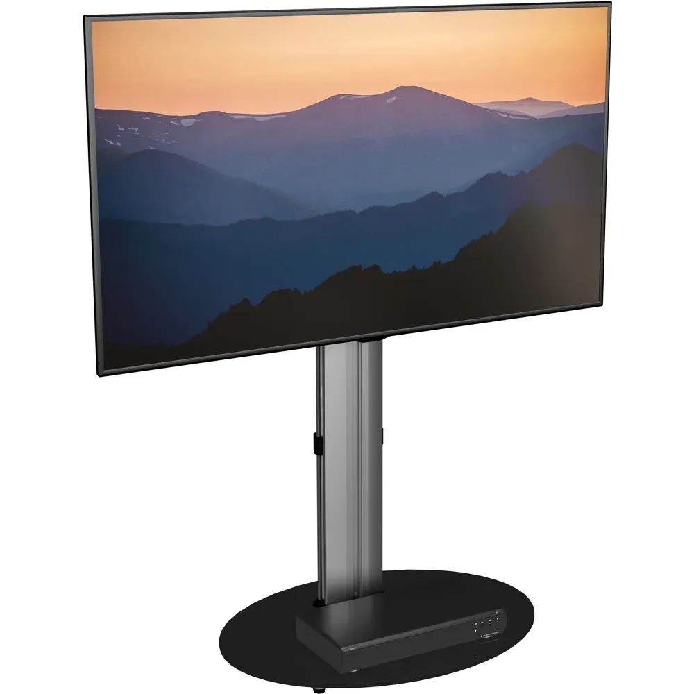 Eno Pedestal TV Unit - Silver, Glass