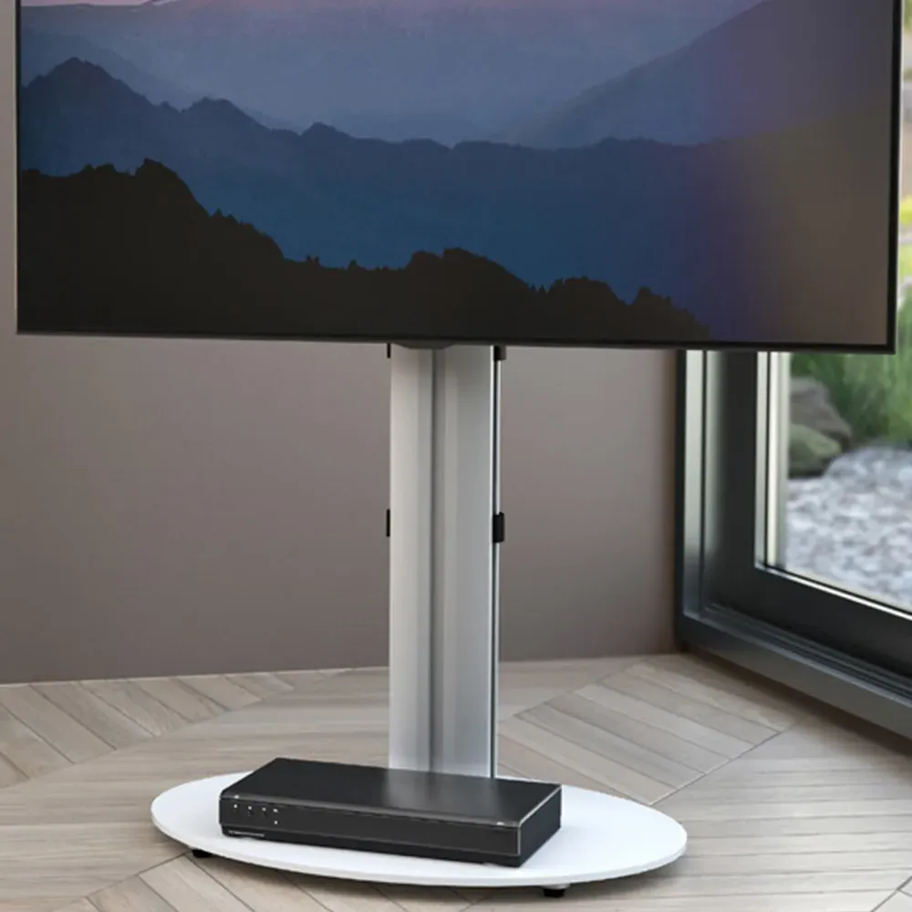 Eno Pedestal TV Unit - Silver, Glass image