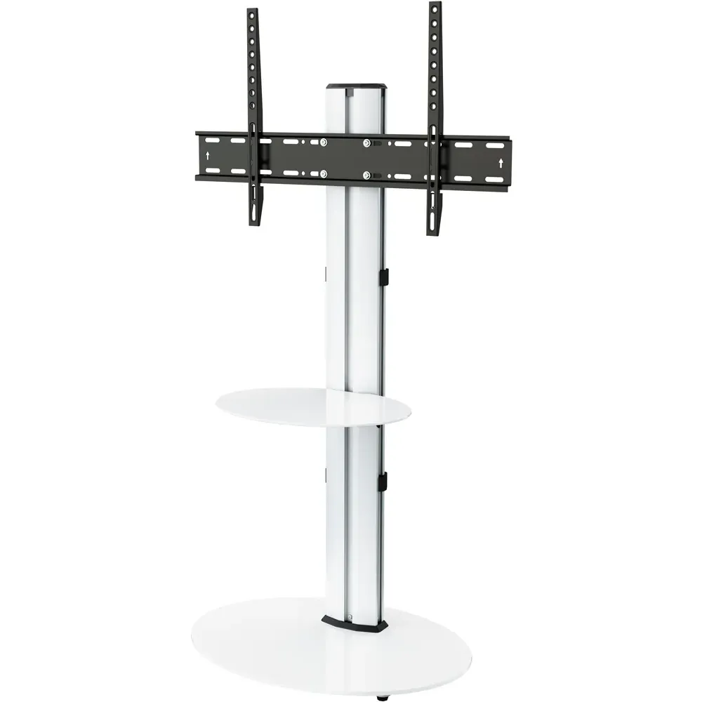 Eno Single Shelf Pedestal TV Unit - Silver, Glass