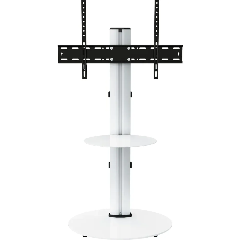 Eno Single Shelf Pedestal TV Unit - Silver, Glass