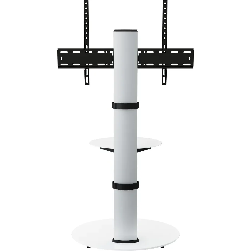 Eno Single Shelf Pedestal TV Unit - Silver, Glass