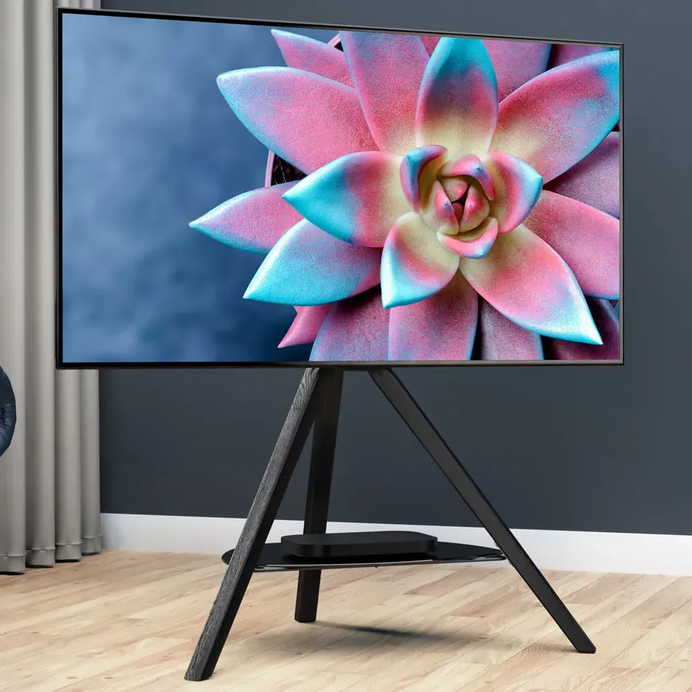 Hoxton Tripod TV Stand with Tilt - Black, Glass image