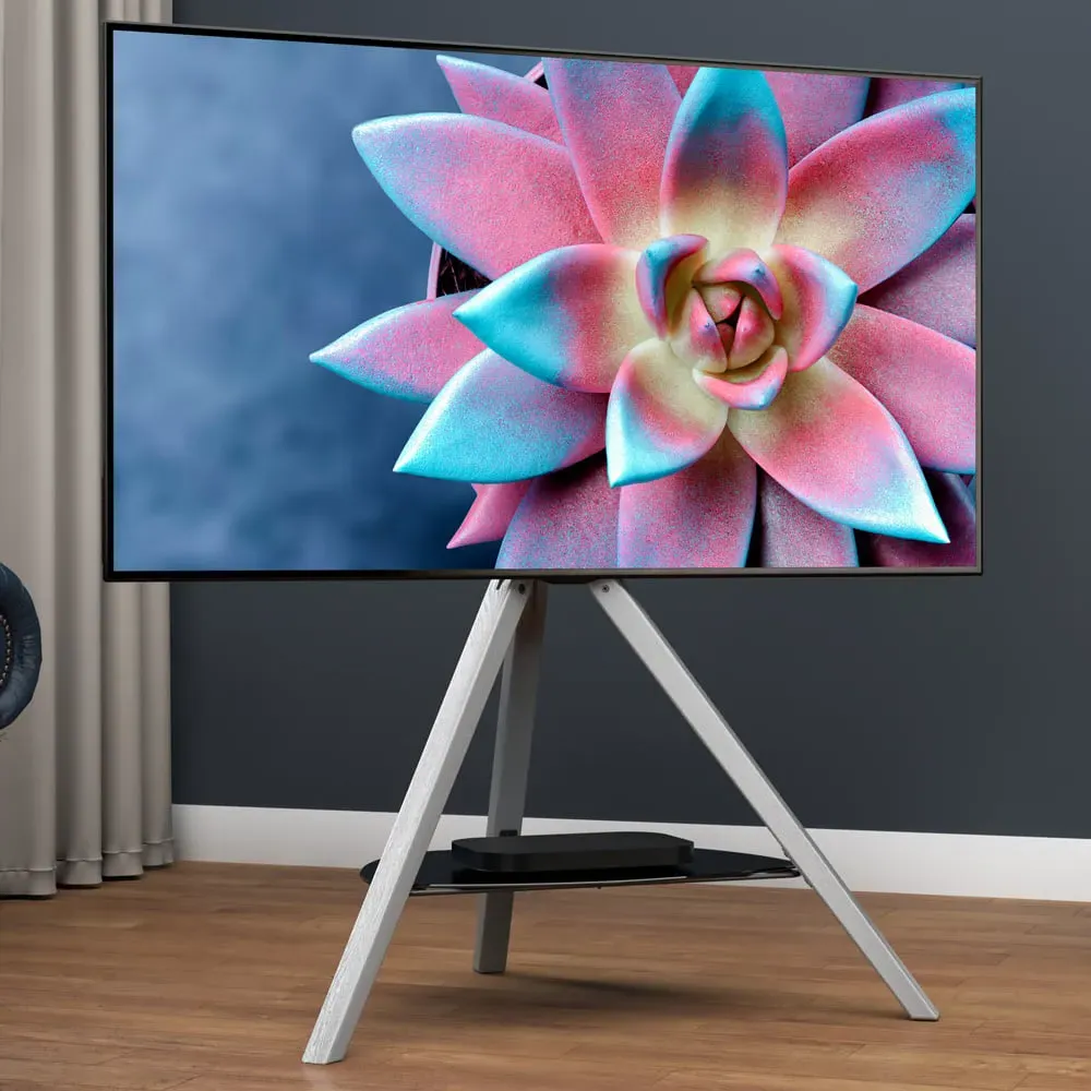 Hoxton Tripod TV Stand with Tilt - Grey, Glass