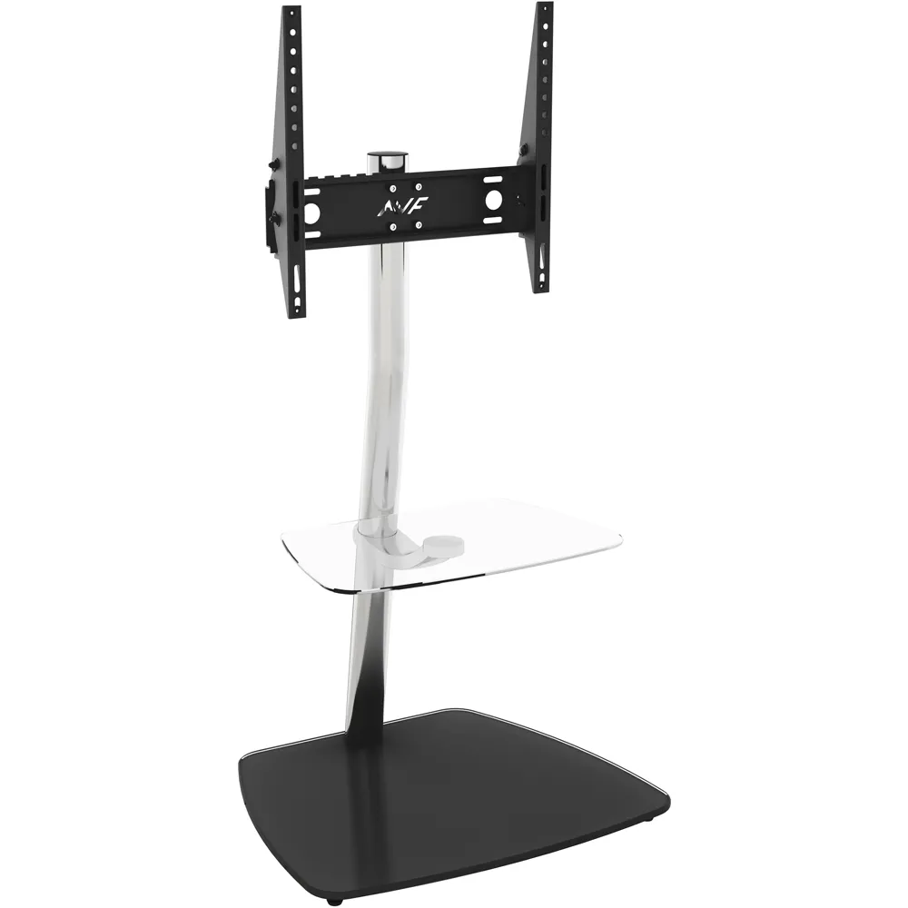 Iseo Single Shelf TV Pedestal Unit - Black, Glass