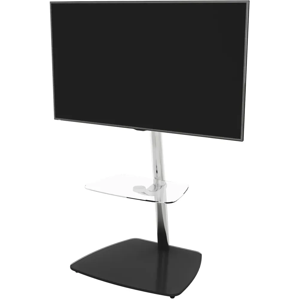 Iseo Single Shelf TV Pedestal Unit - Black, Glass