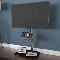 Iseo Single Shelf TV Pedestal Unit - Black, Glass