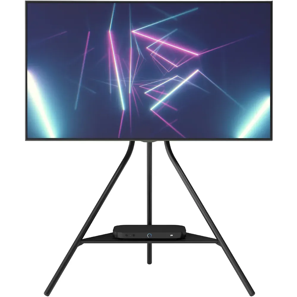 Tiga Tripod TV Stand with Shelf - Black, Metal