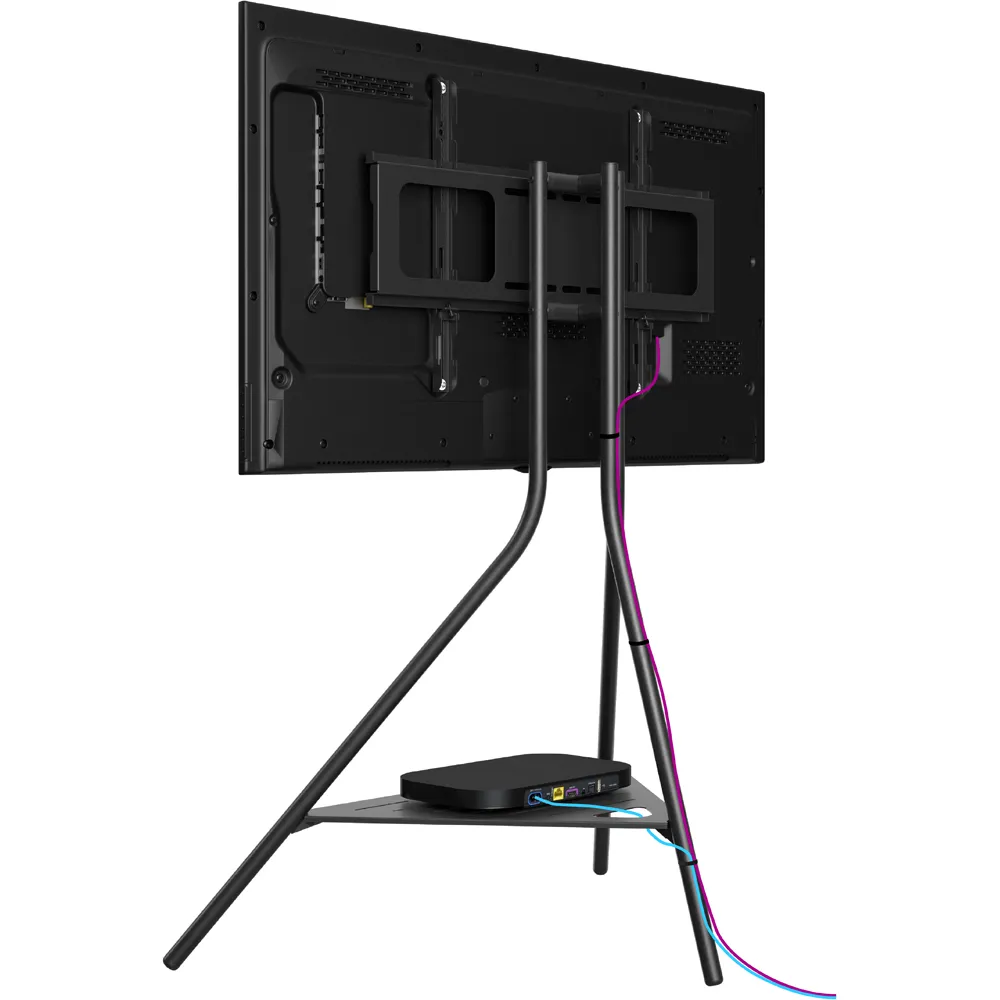 Tiga Tripod TV Stand with Shelf - Black, Metal