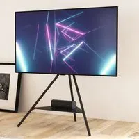 Tiga Tripod TV Stand with Shelf - Black, Metal