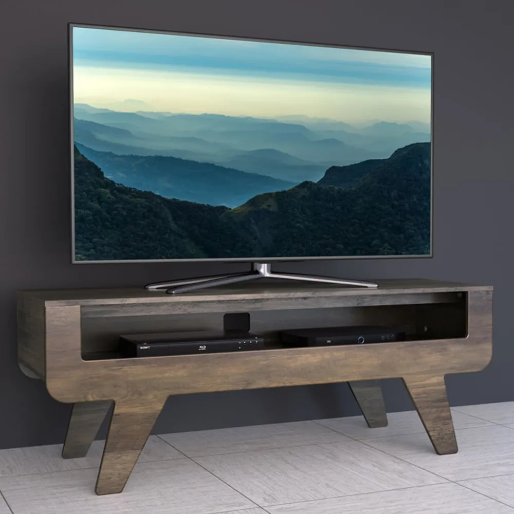 Horton Tapered Leg TV Unit with Storage - Dark Wood image