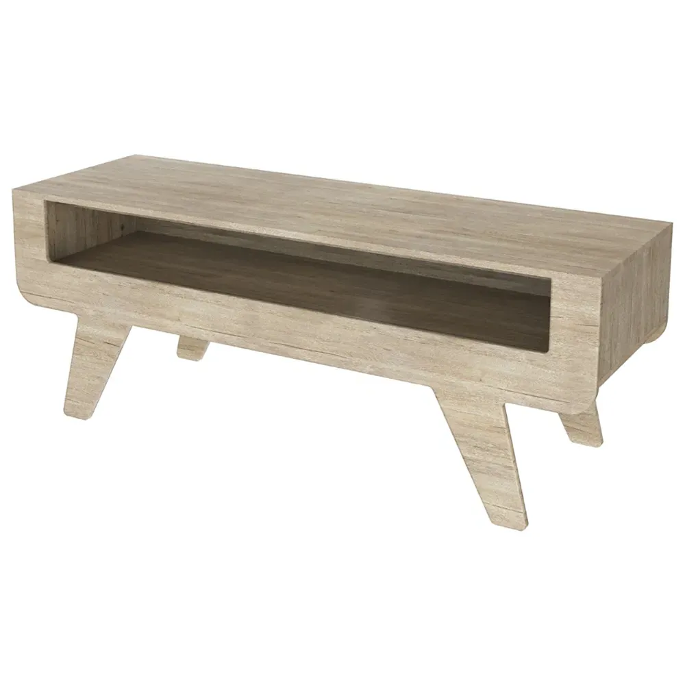 Horton Tapered Leg TV Unit with Storage - Whitewashed Oak