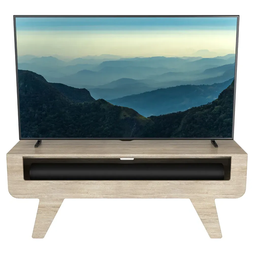 Horton Tapered Leg TV Unit with Storage - Whitewashed Oak