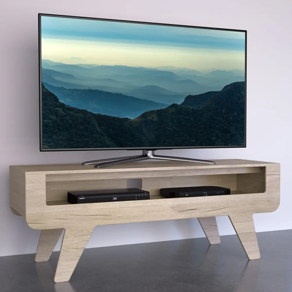 Horton Tapered Leg TV Unit with Storage - Whitewashed Oak