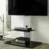 Lesina Pedestal TV Stand with Glass Shelf - Silver