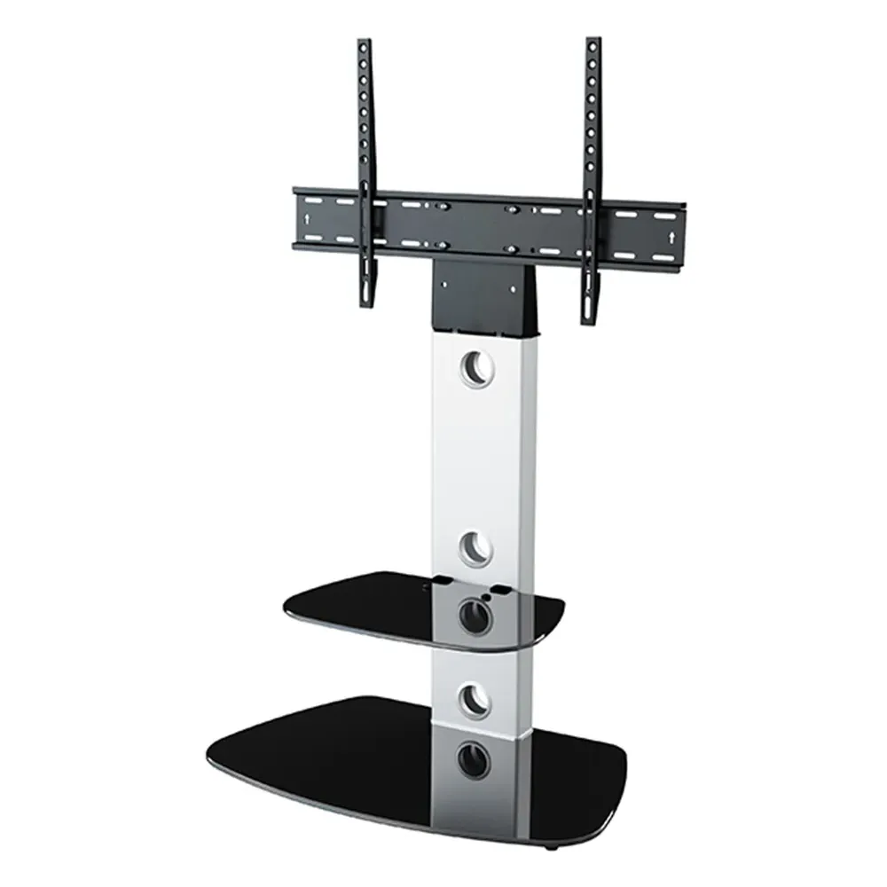 Lucerne Curved Pedestal TV Unit - Silver, Glass